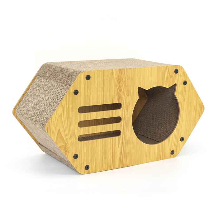 [G2892] Casa de gatos en MDF con rascador, en caja