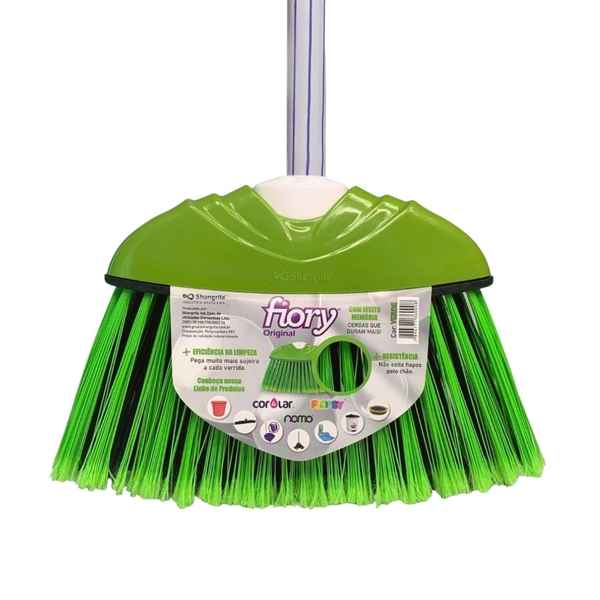[G2911VD] Escoba multiuso con mango de madera, verde