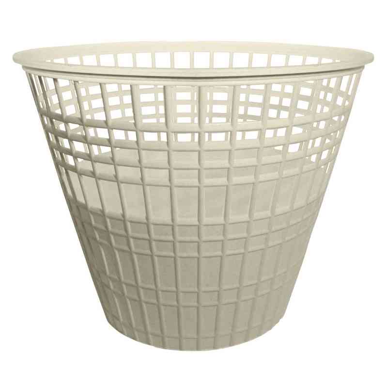 Papelera de plástico calada redonda, blanco
