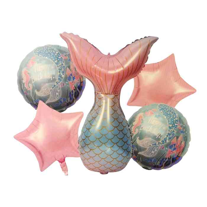 [G2962] Globo metalizado sirena, x5, en bolsa