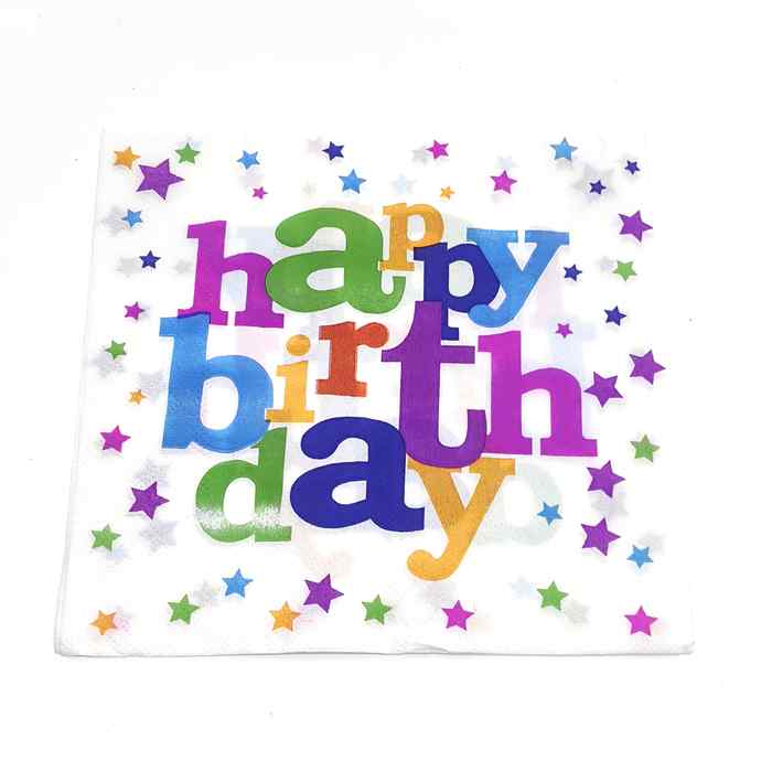 Descartable, servilletas x20 feliz cumple, en bolsa