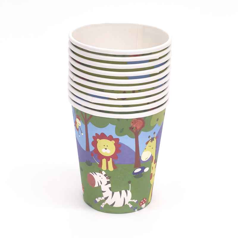 [G3021] Descartable, vaso de cartón x10, animales, en bolsa