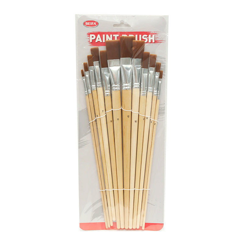 Pincel de madera y cerdas naturales x12, en bolsa, BEIFA