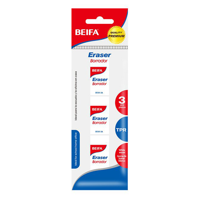 [E3605] Goma de borrar x3, en bolsa, BEIFA