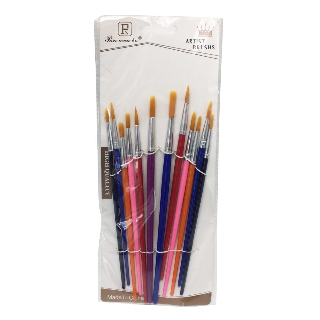 Pincel de plástico y nylon x12, en bolsa