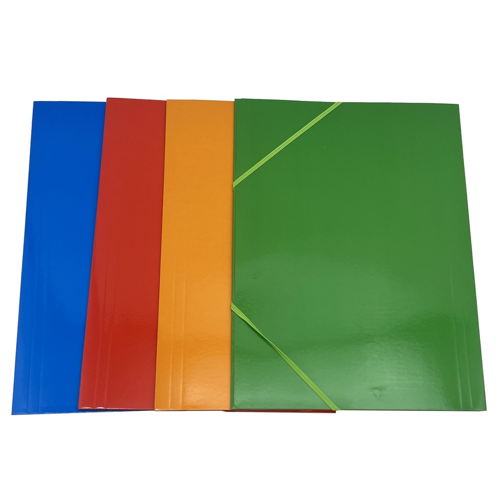Carpeta A4 de cartón con elástico, PACK x12, varios colores