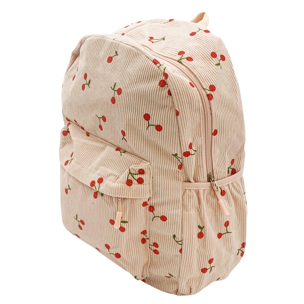 Mochila juvenil, de pana con bolsillo frontal y 2 bolsillos laterales, varios colores