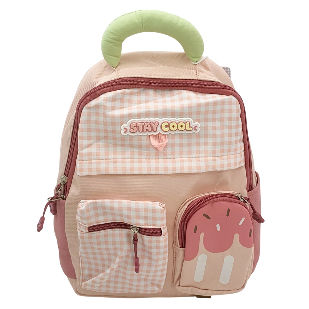 Mochila infantil, 2 bolsillos frontales y 2 bolsillos laterales, varios colores