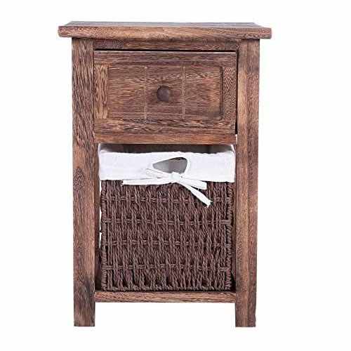 Mueble organizador de madera con 1 cajón y un canasto, en caja