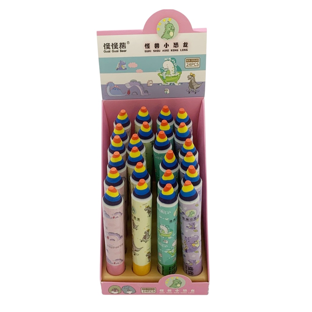 Goma de borrar CAJA x24, diseño lápiz, varios colores