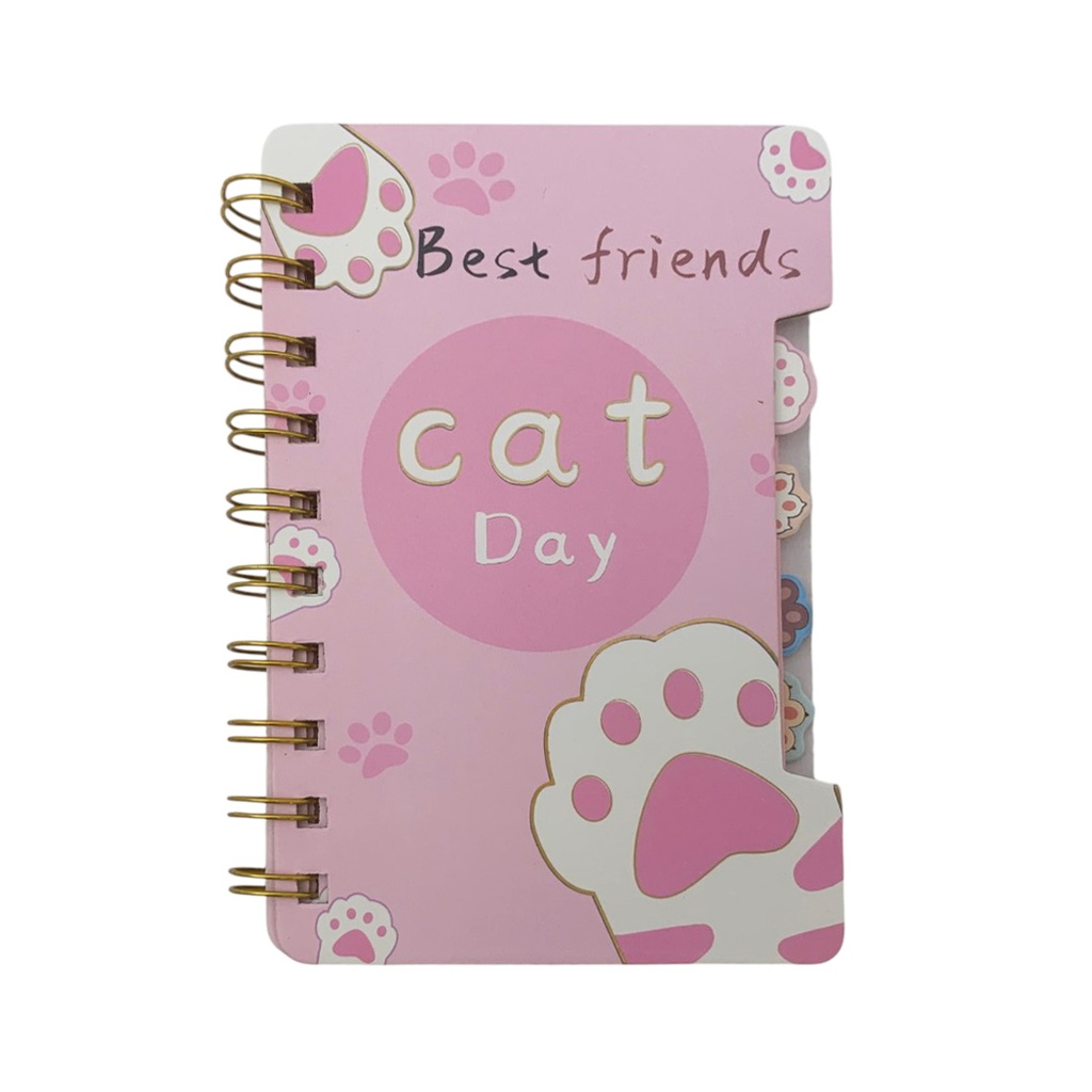 Libreta con espiral 60 hojas, con separadores, varios diseños huellitas