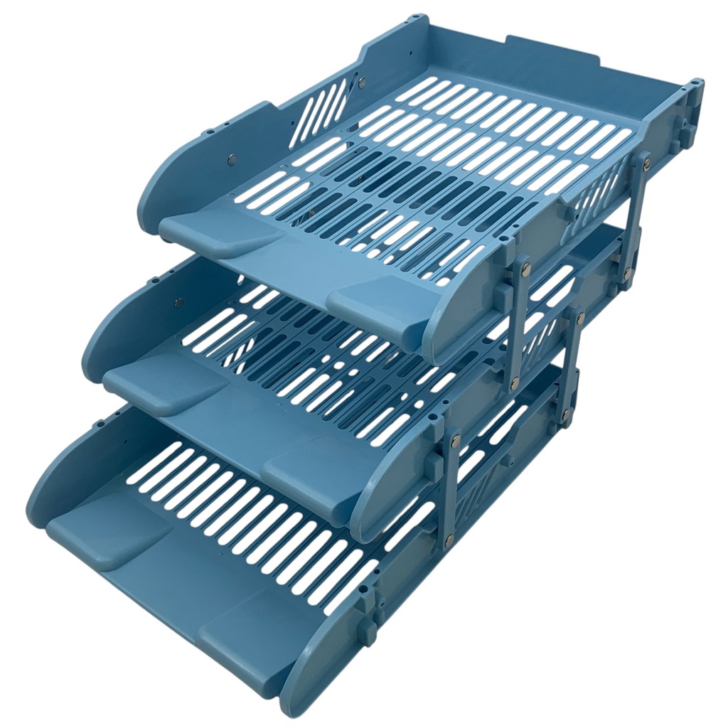Organizador de plástico con 3 bandejas, en caja, varios colores
