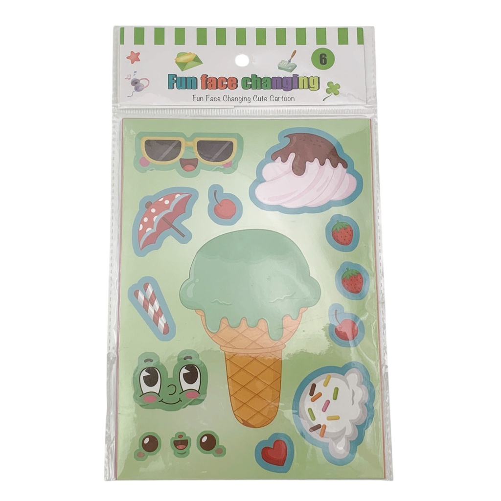 Stickers para armar caras, animales de granja, varios diseños