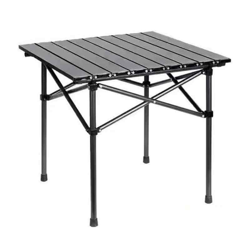 [G3078] Mesa enrollable cuadrada de aluminio pintado plegable, portátil, en bolsa varios colores