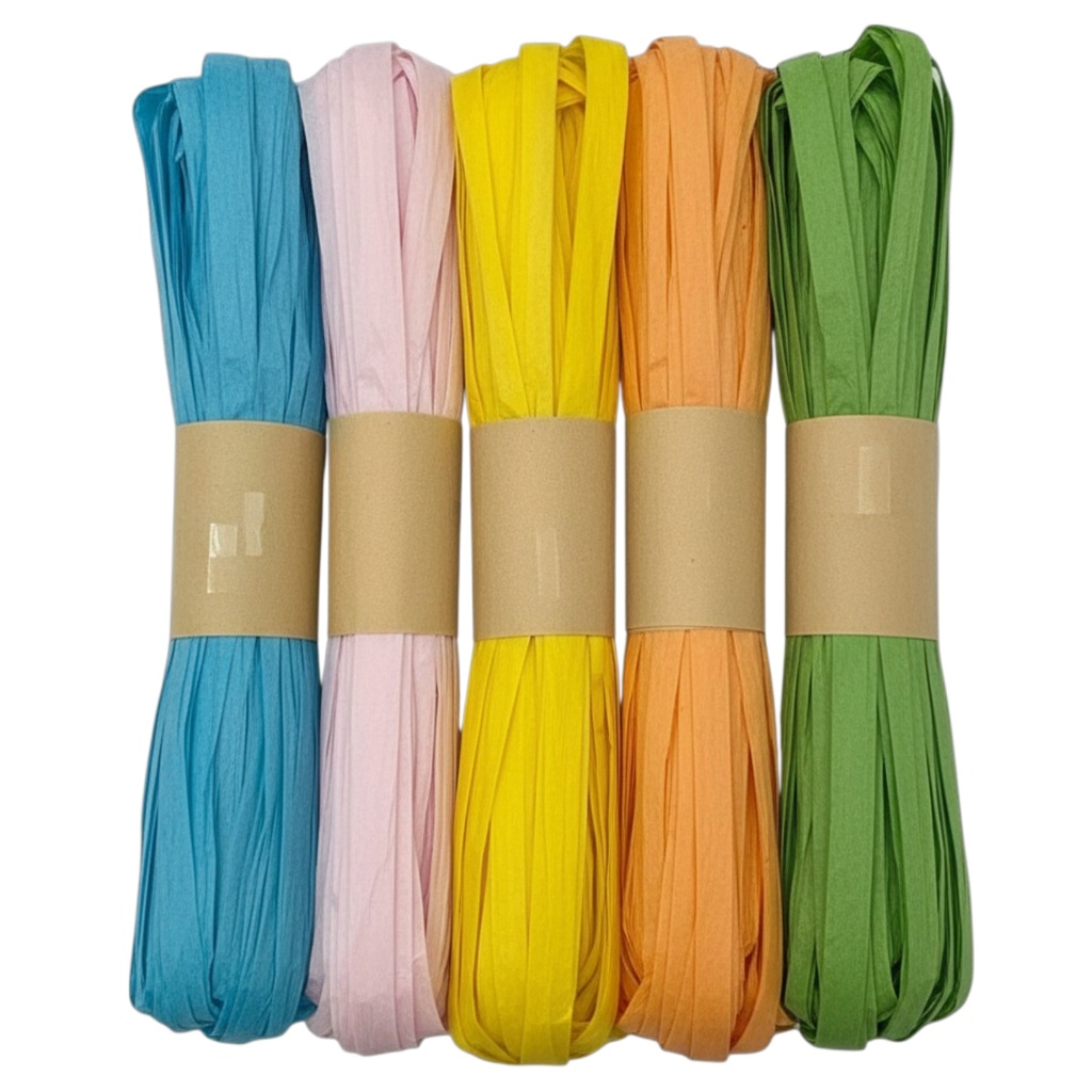 Hilo cinta de papel x5 colores, 20m en bolsa