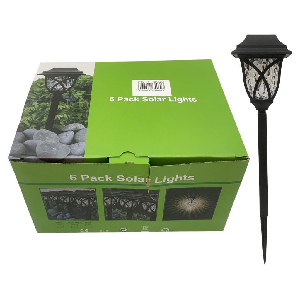 [G3924] Lámpara led pincho para jardín, recarga solar, CAJAx6