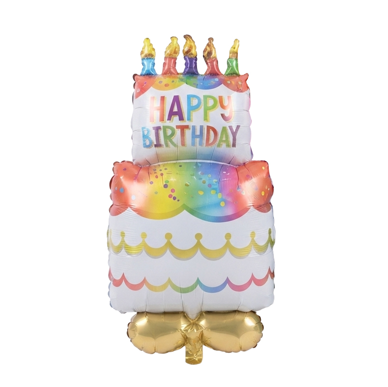 Globo metalizado torta de cumpleaños, 88cm en bolsa