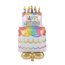 Globo metalizado torta de cumpleaños, 88cm en bolsa