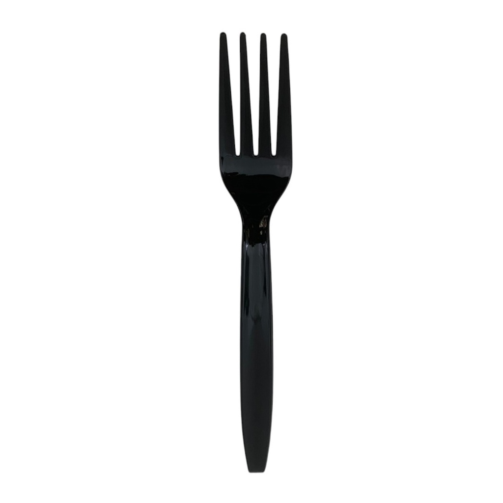 [G3933] Tenedor descartable de plástico, x50, negro, en bolsa