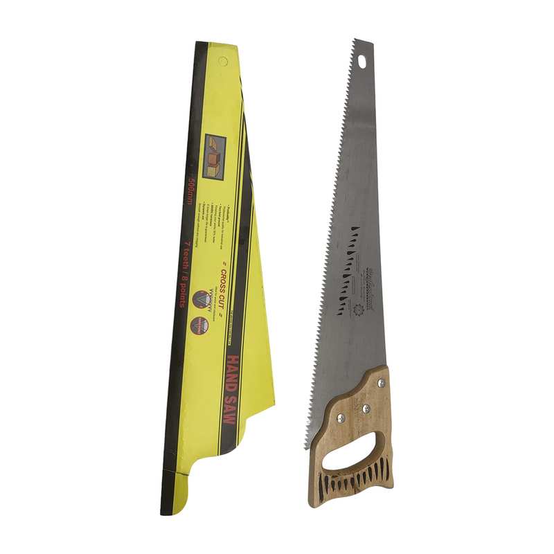 [G3086] Serrucho carpintero de acero, mango de madera, en cartón