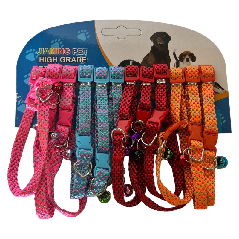 [G3987] Collar para mascotas ajustable, PACK x12, en cartón, varios colores