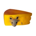 Juguete para mascota, queso con ratón de goma, en cartón, varios colores