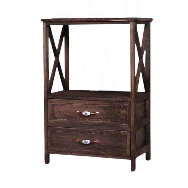 Mueble organizador de madera, 2 cajones, 1 estante