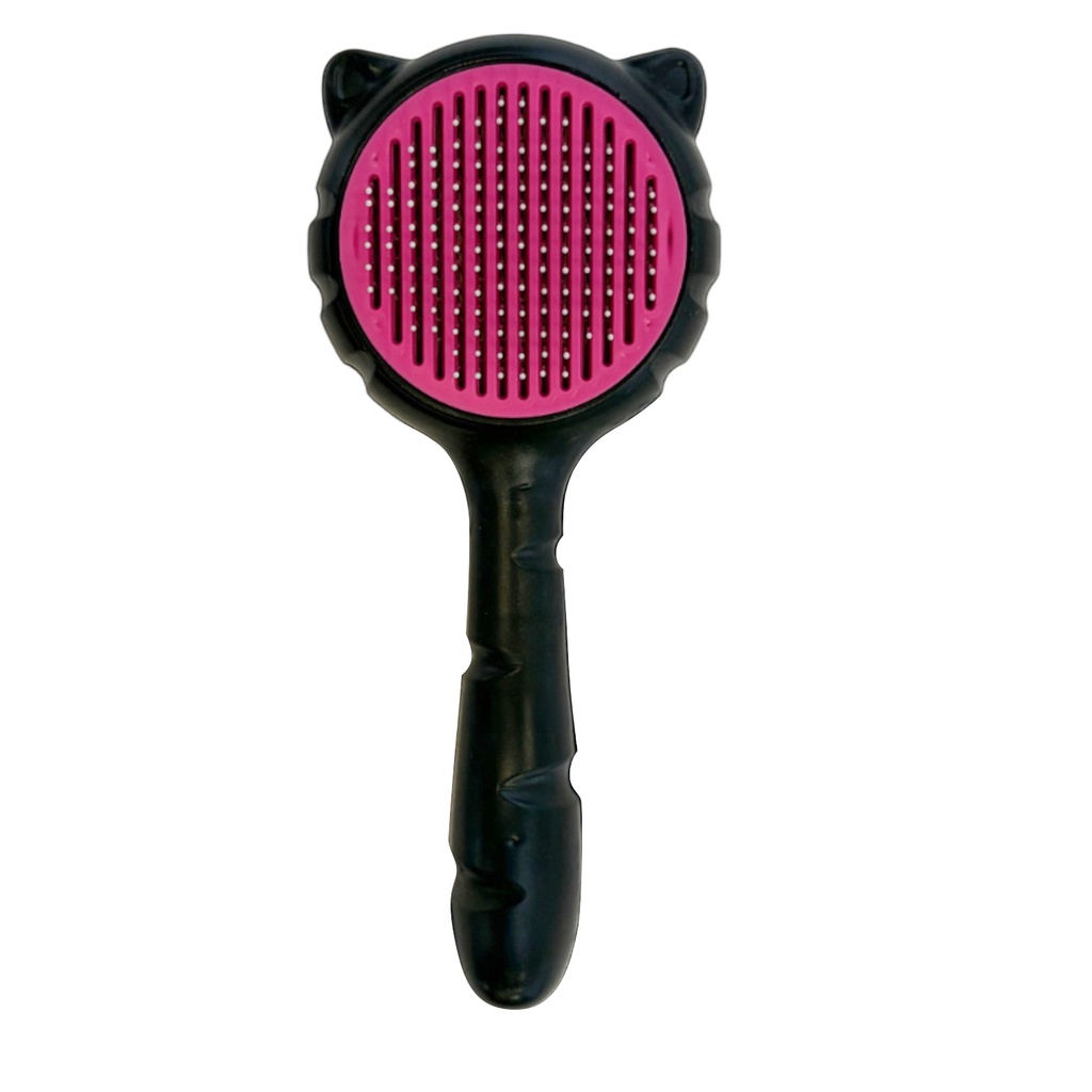 [G4011] Cepillo para mascotas, de plástico con botón de fácil limpieza, en cartón, varios colores