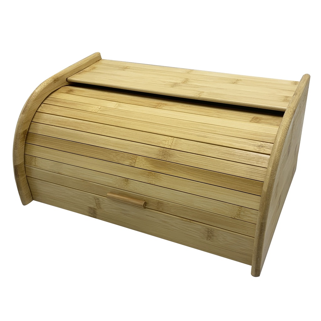[HA4108] Panera de bambú con tapa rebatible, en caja