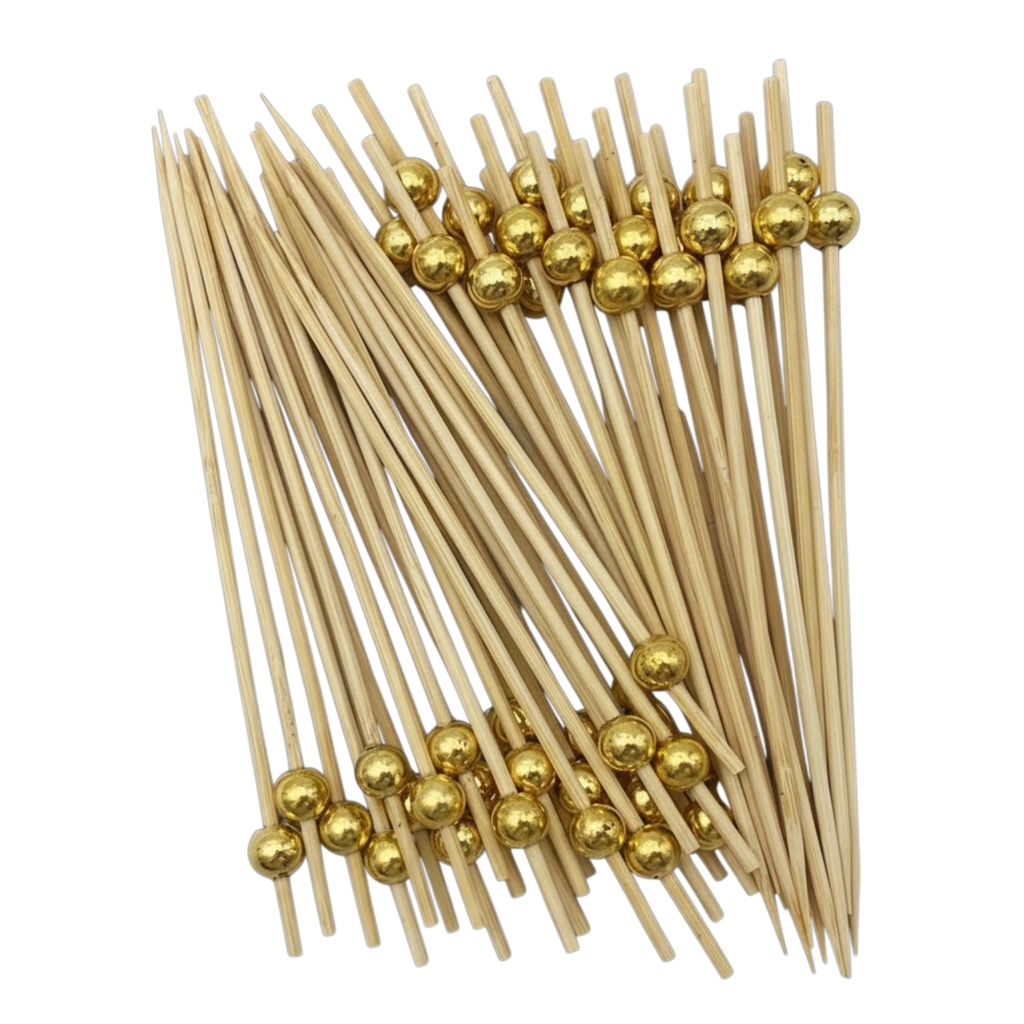 [HA5551] Descartable, pincho para copetín de bambú y plástico, bolsa x50