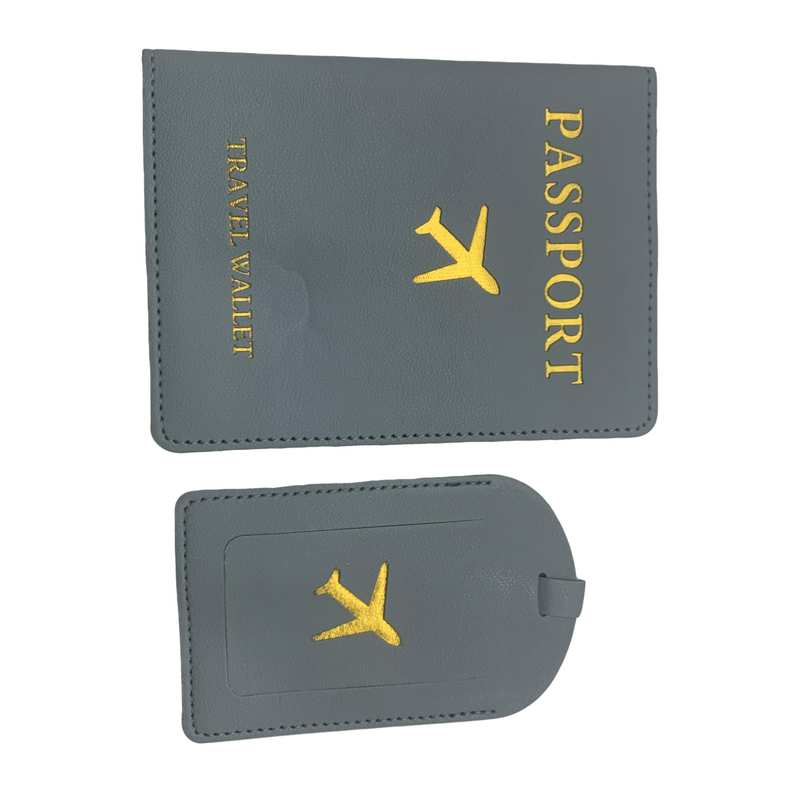 [G3095] Funda protectora para pasaporte en PU con etiqueta para valija, varios colores, en bolsa