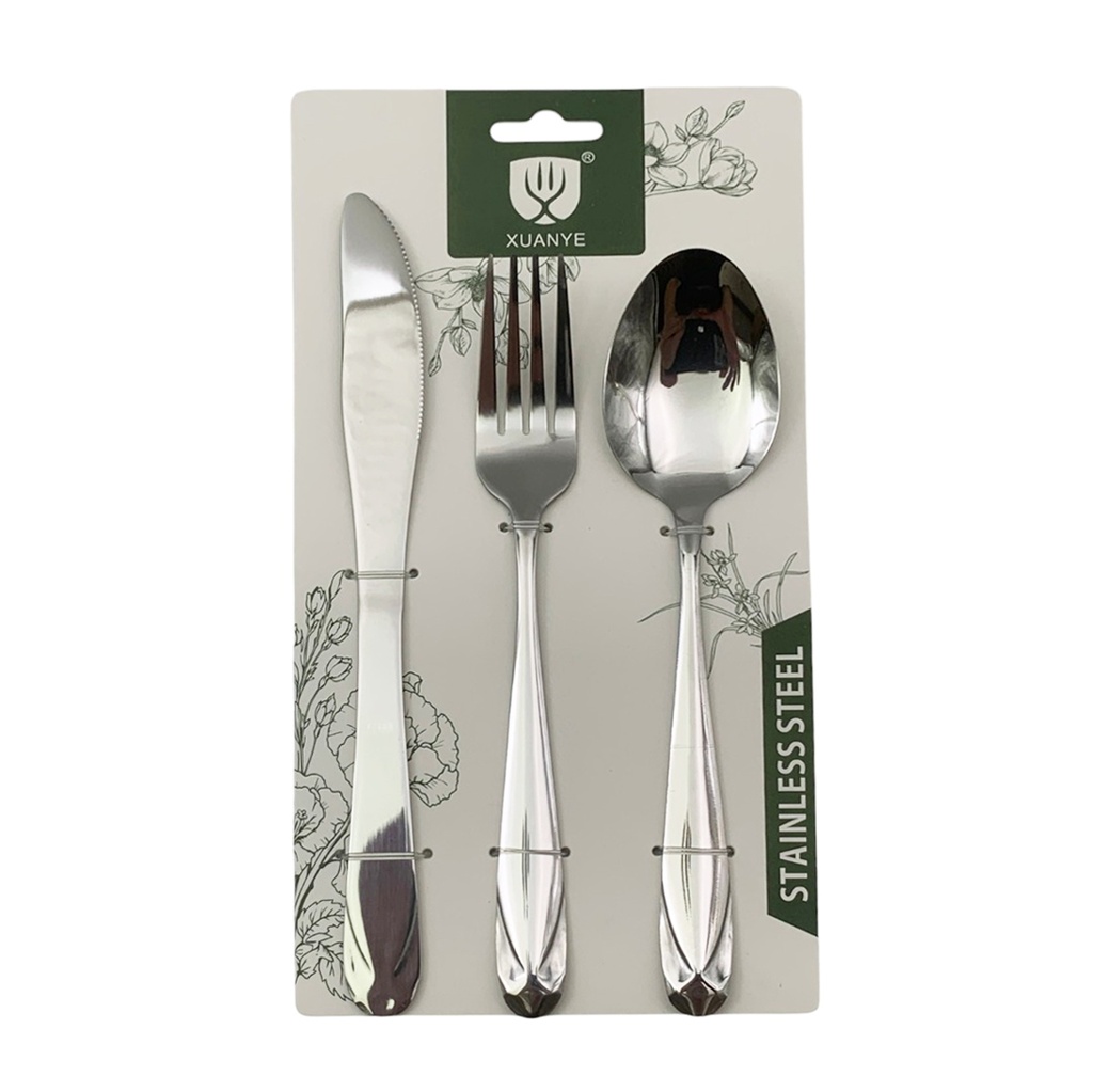 [HA5585] Cubiertos x3 acero inoxidable, en blister
