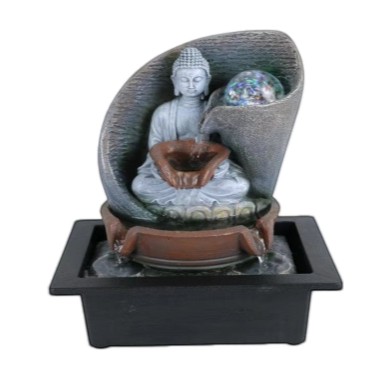 [HA5598] Fuente de agua, de resina con esfera, en caja