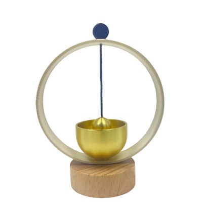 [HA5604] Adorno de mesa, cuenco tibetano campana de metal con base de madera