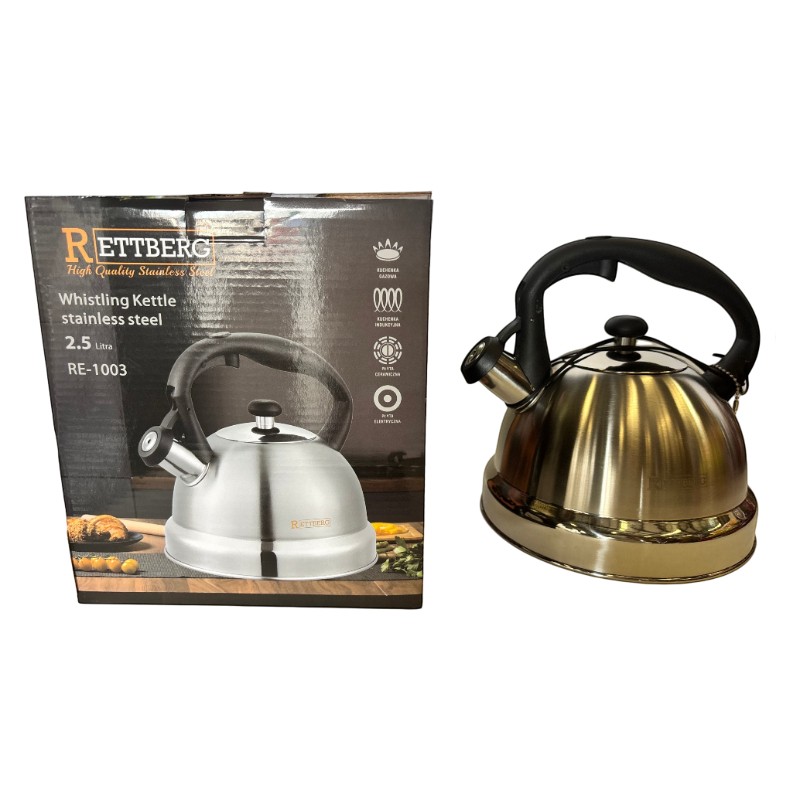 [HA5613] Caldera de acero inoxidable 2.5L, mango de plástico, en caja, varios colores