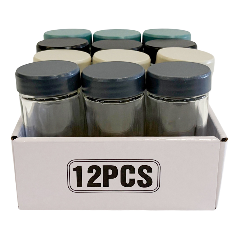 [HA5623] Especiero de vidrio con tapa de plástico, PACK x12, en caja