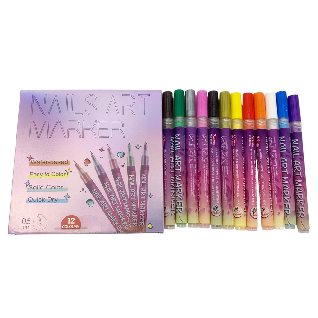 [HC2081] Marcador para diseño de uñas x12 colores, 0.5mmm, en caja