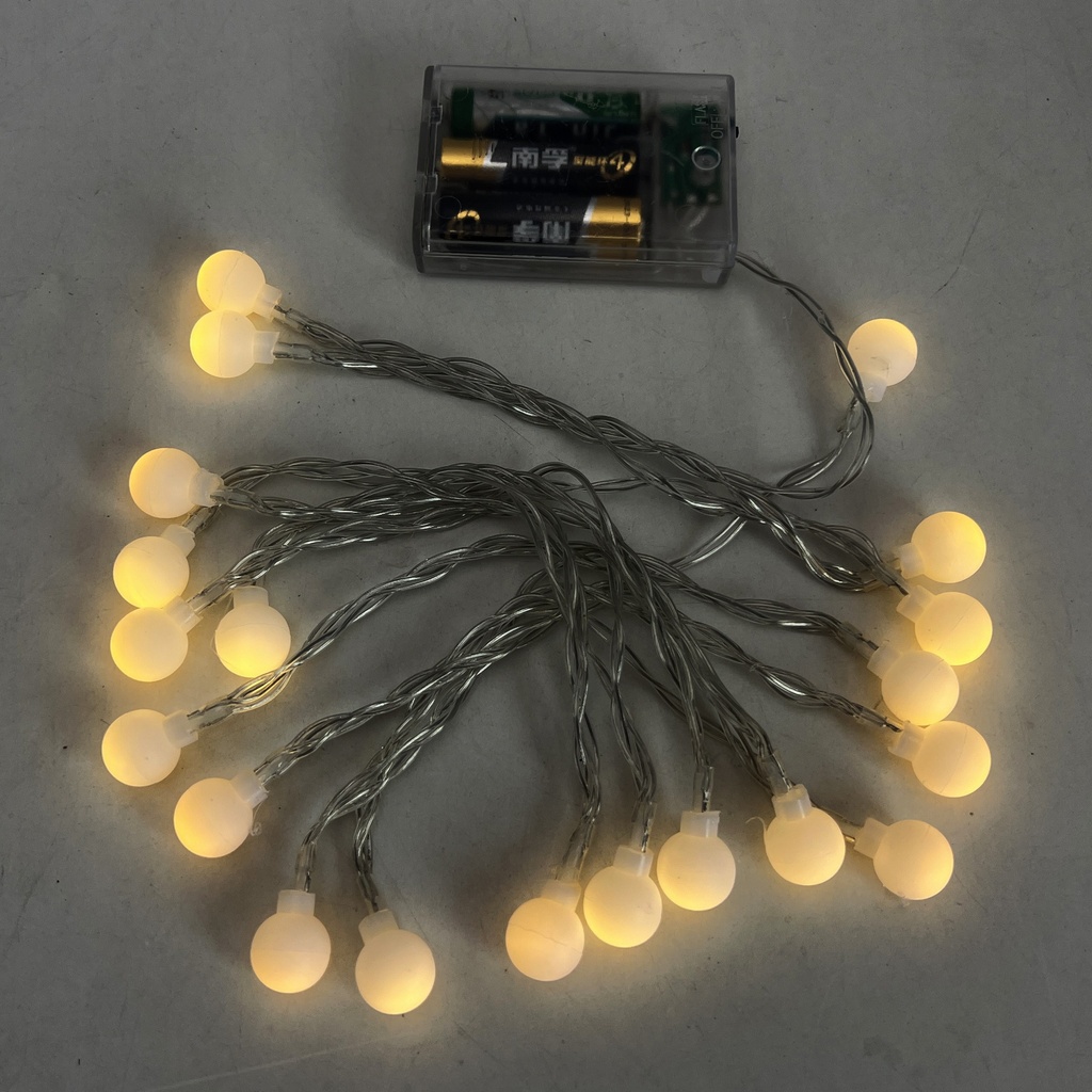 [HE1536] Luces led x20 bolas luz cálida, 3AA 3metros en  bolsa