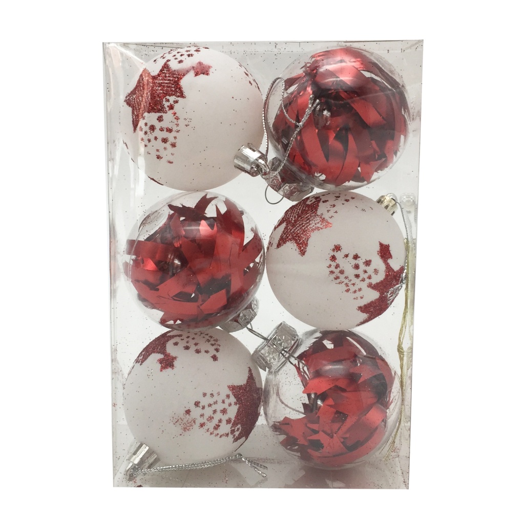 [HN0443] Bolas navideñas x6 5cm , con diseño, en caja