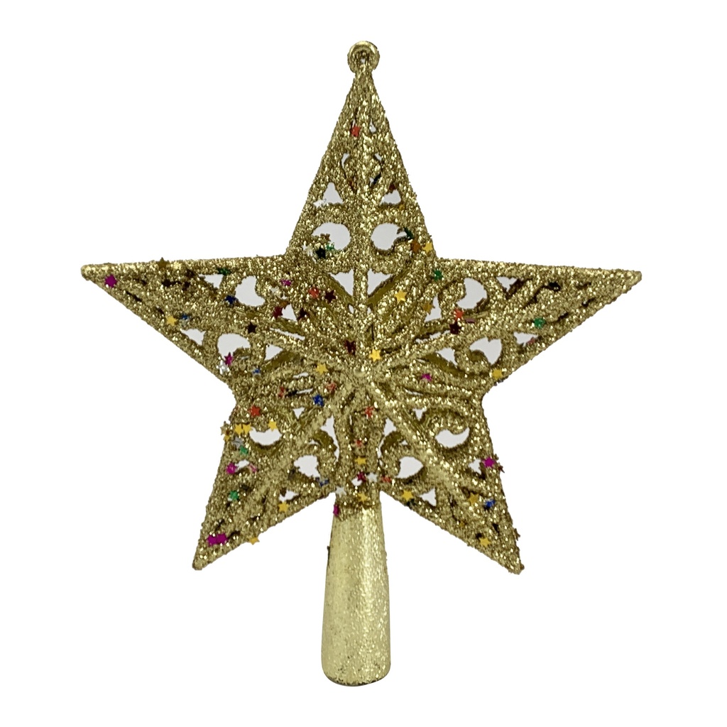 [HN0493] Adorno puntero estrella, con brillantina en bolsa dorado