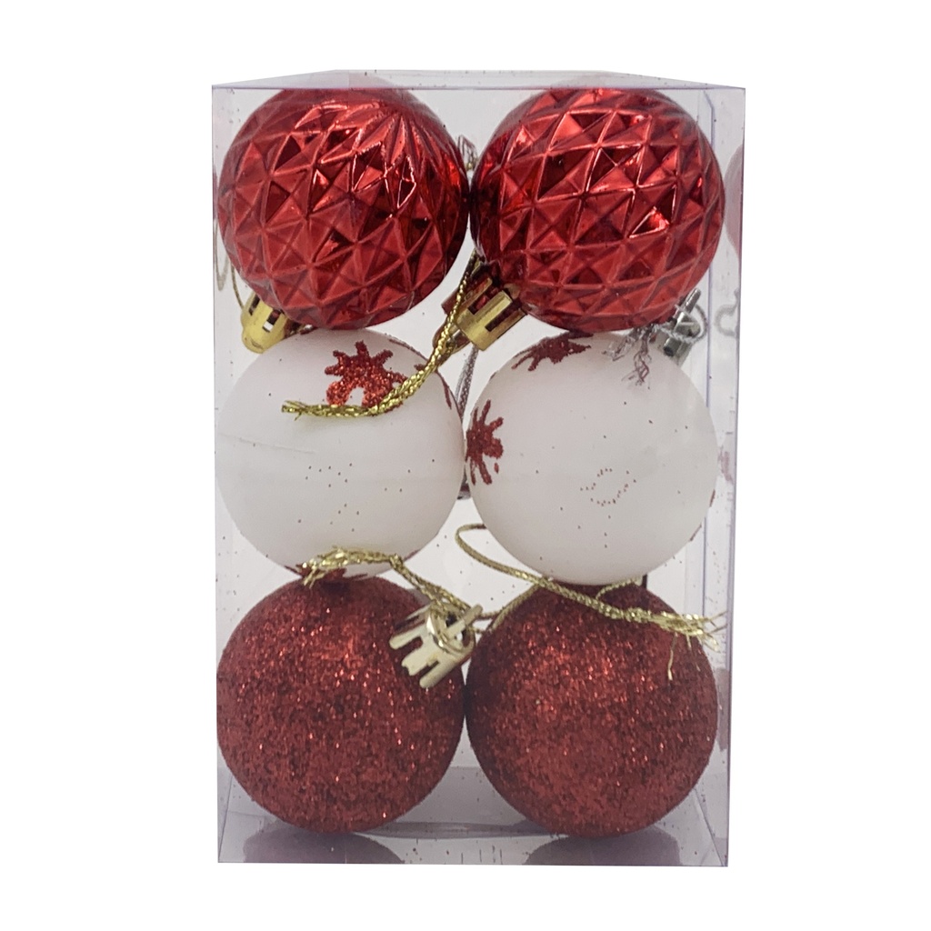 [HN0525] Bolas navideñs x6 3,5cm, 3texturas en caja