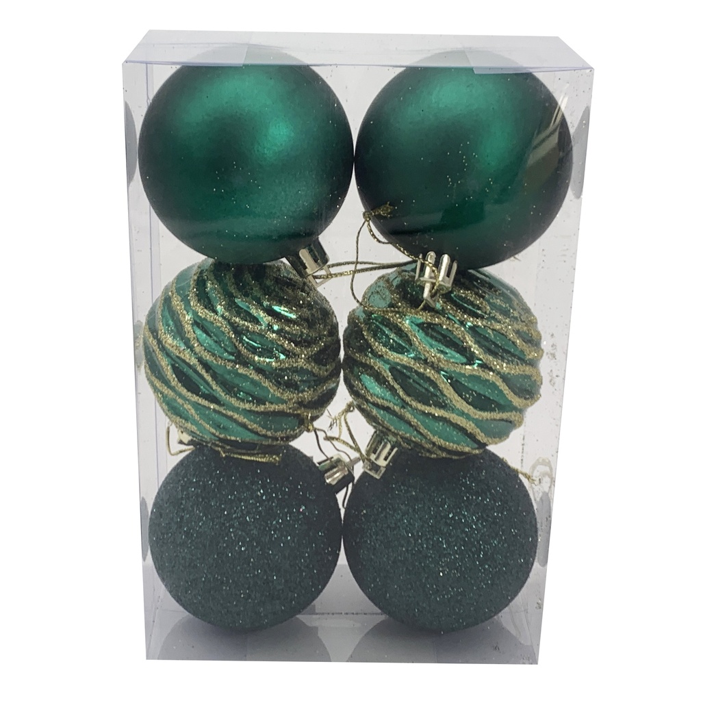 [HN0526] Bolas navideñas x6 5cm, VERDE en caja