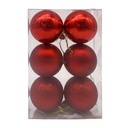 Bolas navideñas x6 6cm, 3 texturas, en caja de mica, varios colores