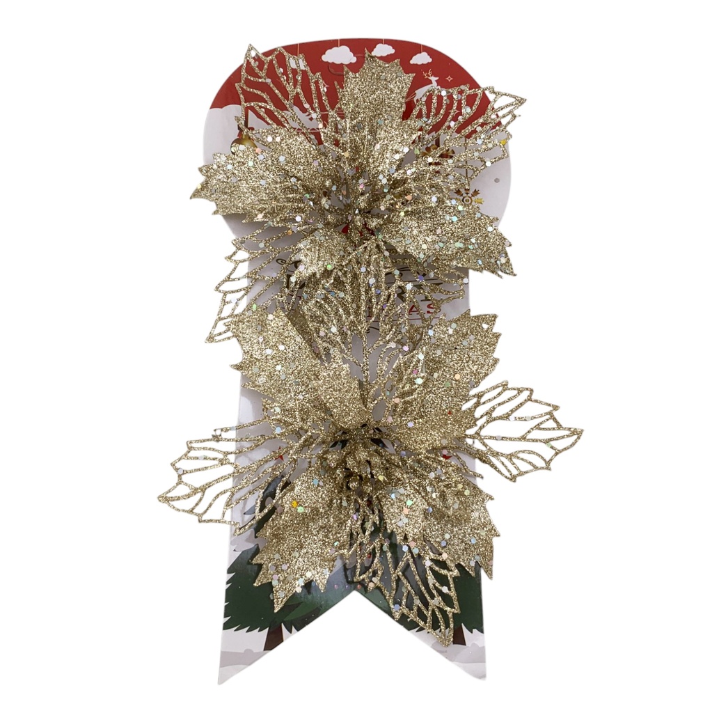 [HN0730] Adorno navideño flor x2, en bolsa