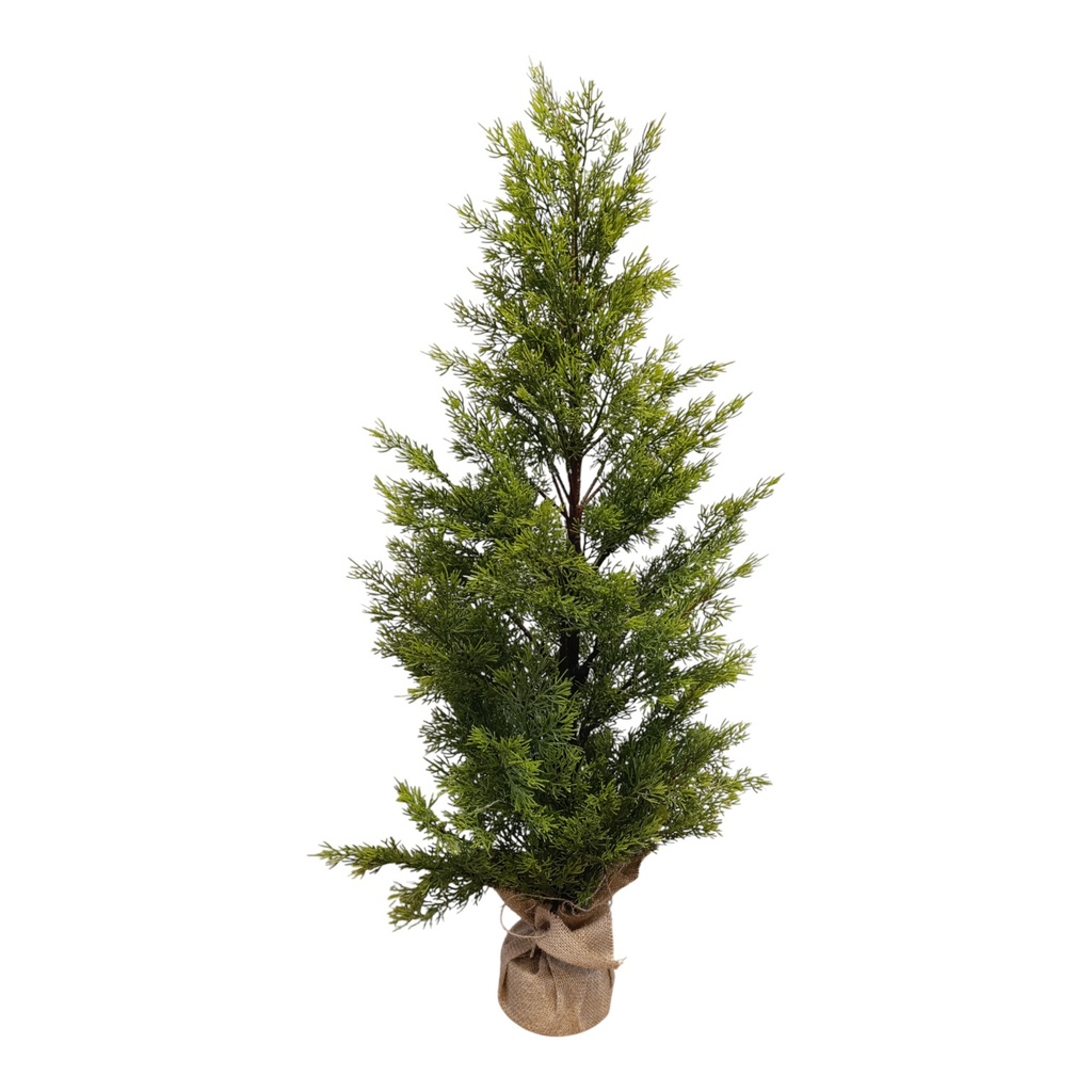 [HN0752] Árbol navideño frondoso ciprés, 168 ramas 90cm, con base de arpillera, en caja