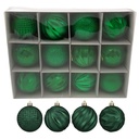 Bolas navideñas x12 6cm, VERDE, en caja