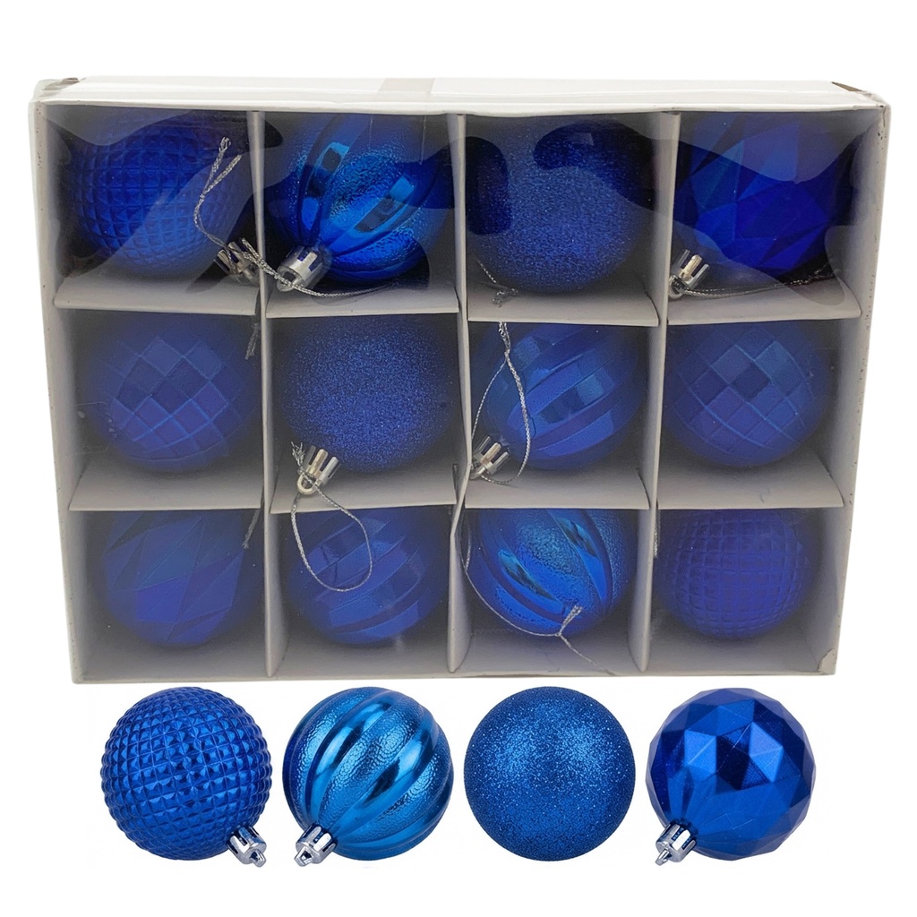 [HN0789] Bolas navideñas x12 6cm, AZUL, en caja