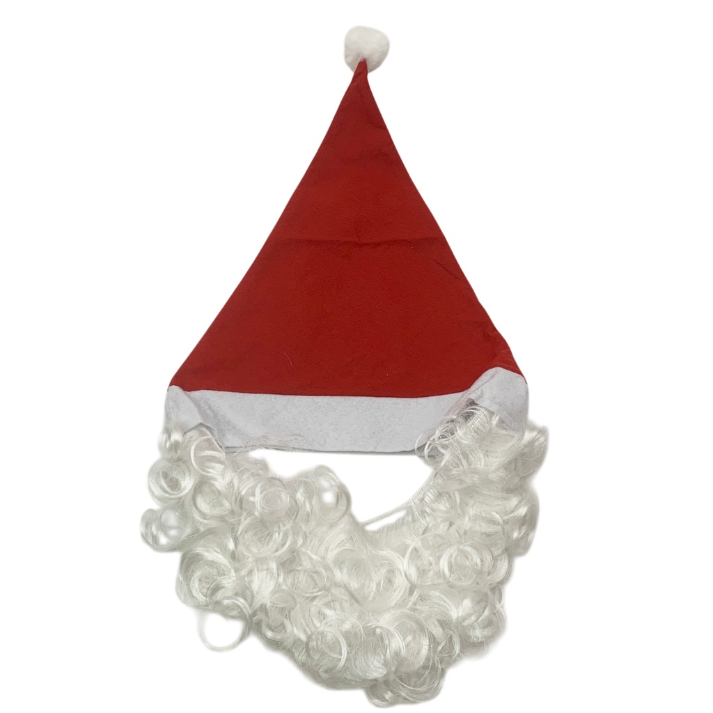 [HN0791] Gorro navideño de fieltro, con barba de Papá Noel