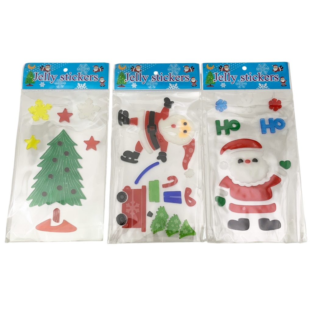 [HN0809] Adorno navideño de gel autoadhesivo, para vidrio en bolsa varios diseños