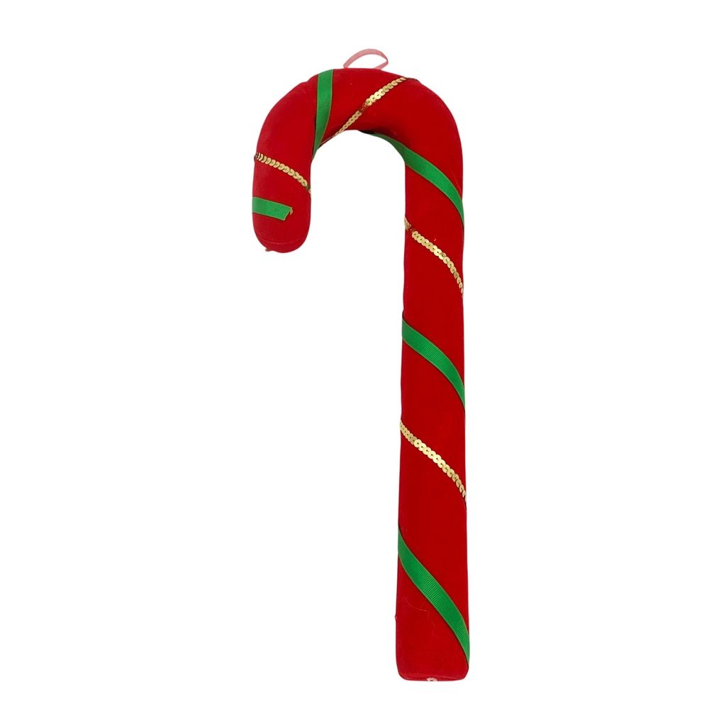 [HN0817] Adorno navideño bastón, símil terciopelo, en bolsa
